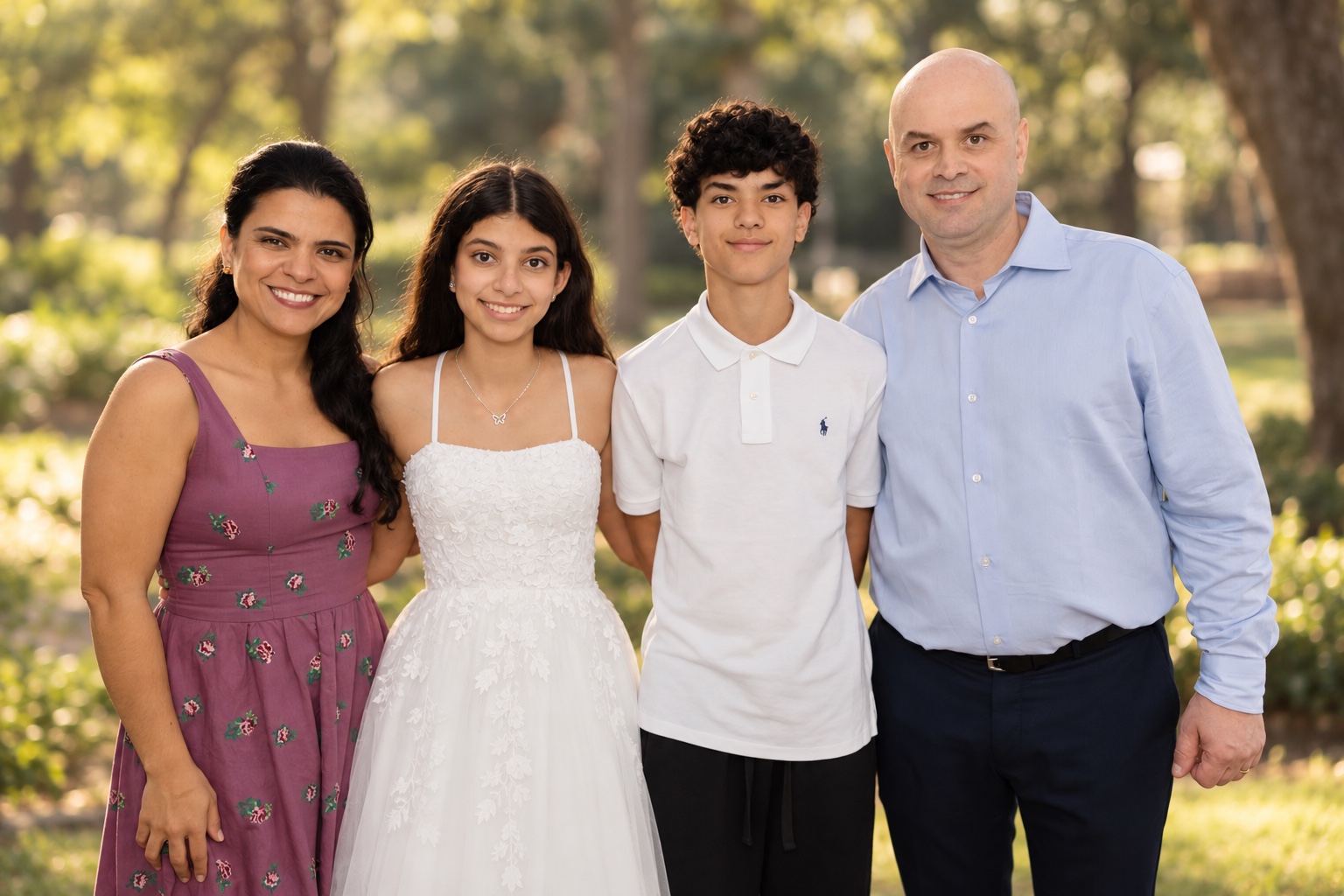 Família Linhares reunida em um parque